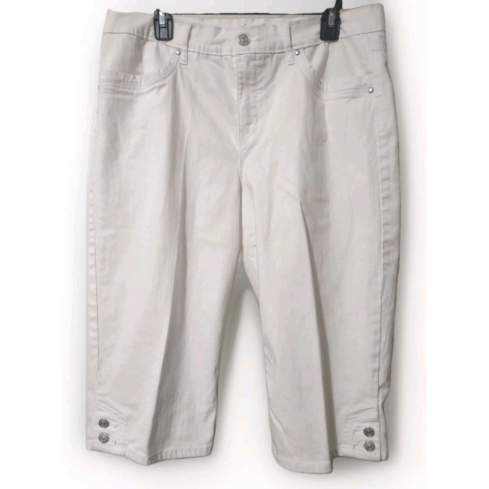 Gloria Vanderbilt Skimmer Pants 12 Womens Slimming White Capri Crop Norm Core 12
